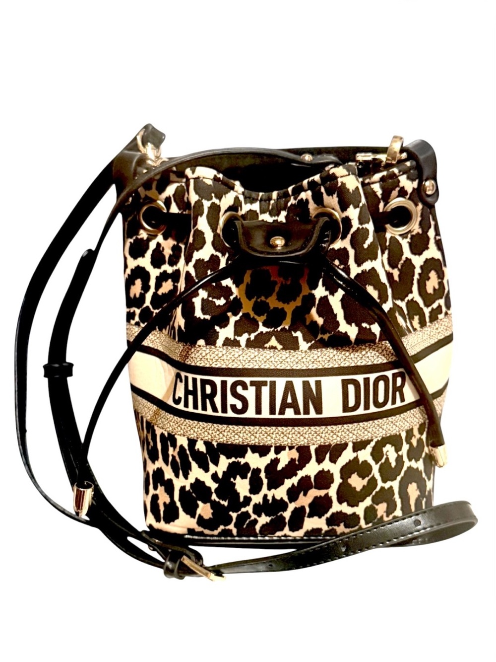 CHRISTIAN DIOR Beauty Leopard Bucket Bag Tote Crossbody Shoulder Bag
